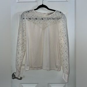 LOFT Cream Lace Detail Blouse